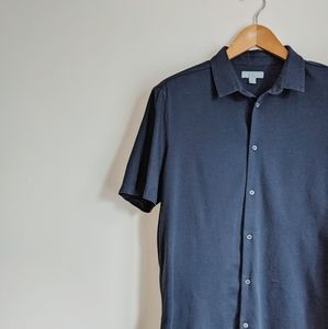 COS Navy Blue Short-Sleeved Button-Down Shirt